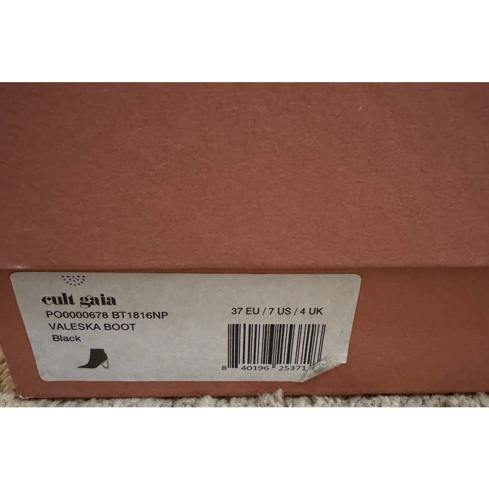 Cult‎ Gaia 37 EU/ 7 US Valeska Bamboo Ankle Boot Black Dustbag Box MSRP $600